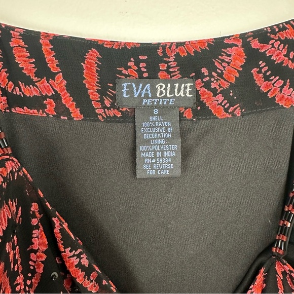 Eva Blue Dress Size 8 Petite Black Red Beaded Sequin Y2K Asymmetrical Whimsygoth - Picture 10 of 11